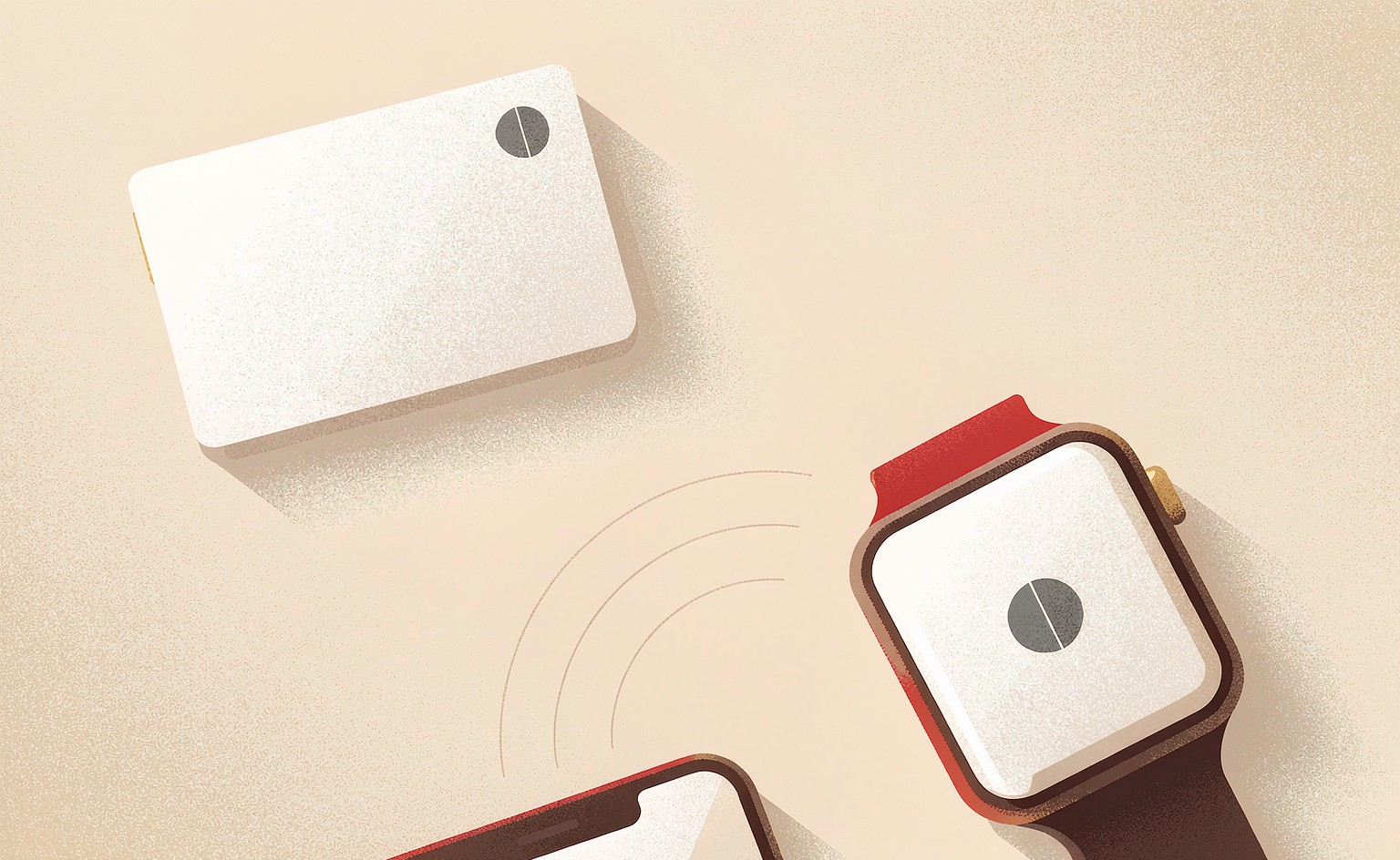 Physical e-CNY hardware wallets: a card-style device, a smartwatch, and a phone