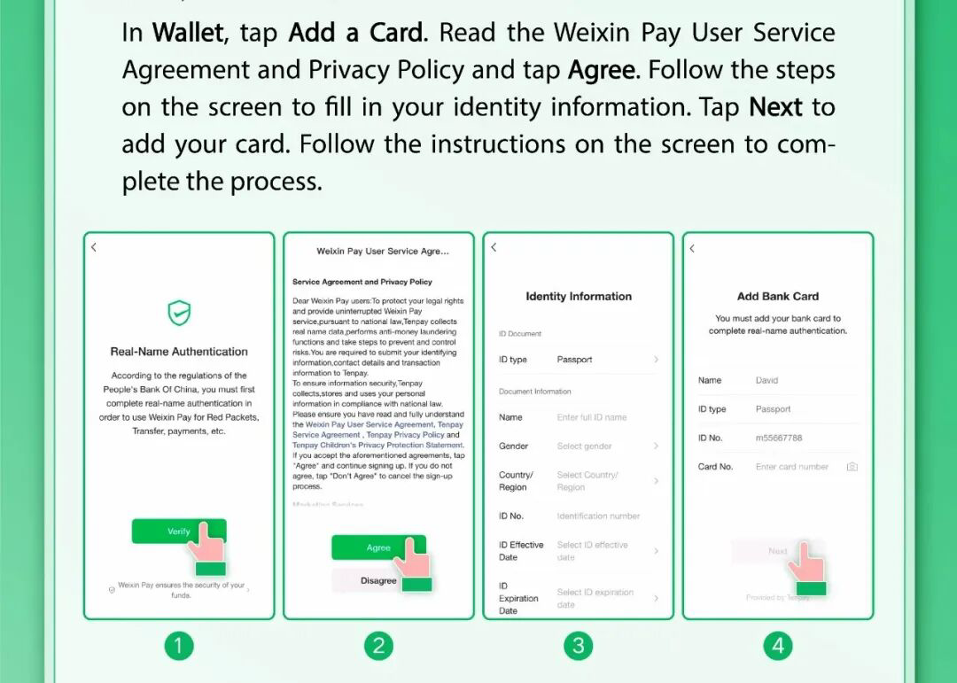 Bind a bank card in WeChat Wallet