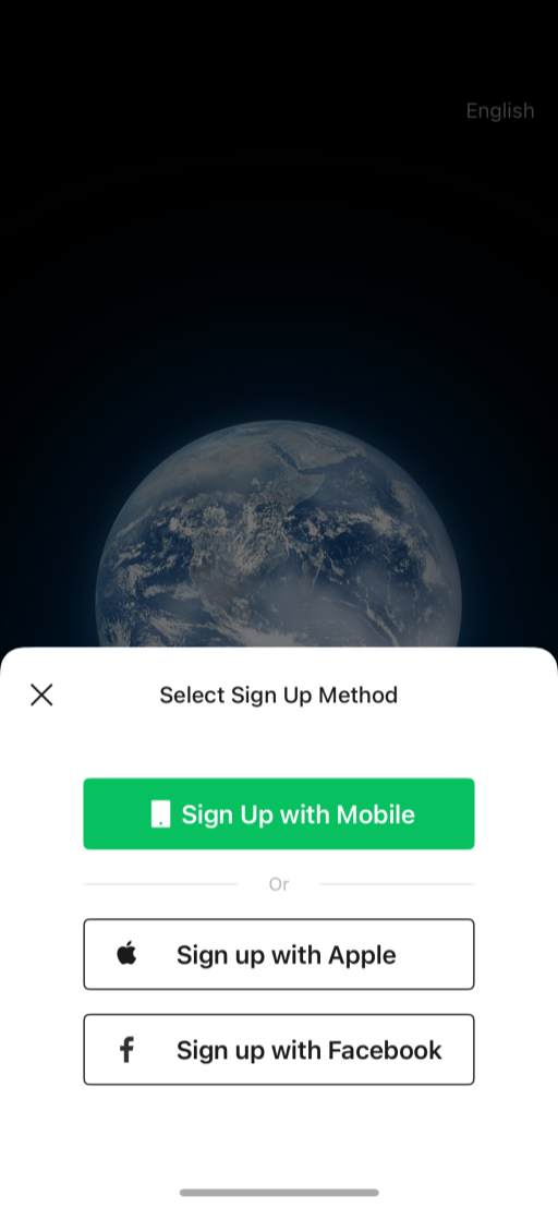 WeChat sign-up screen